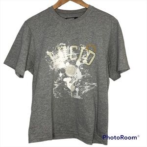 RENOWNED gray short sleeve T-shirt paint splattered Lucid graphic size Small